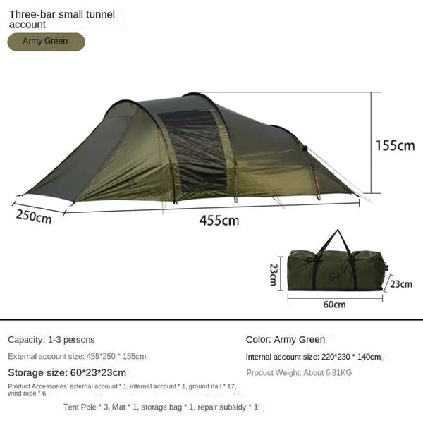 Portable Folding Thickened Family Outdoor Camping Tunnel Tent