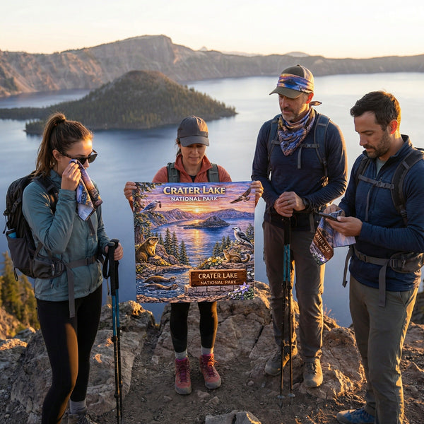 Crater Lake Microfiber Cloth Handy Map Travel Bandana