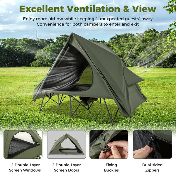Foldable 2 Person Camping Cot Tent with Wheeled Bag