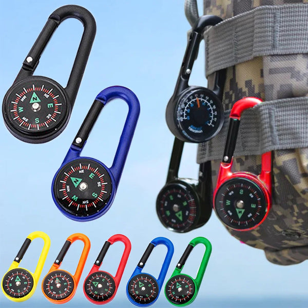 Mini Compass Carabiner Hiking Camping Survival Keychain Tool