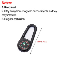 Mini Compass Carabiner Hiking Camping Survival Keychain Tool