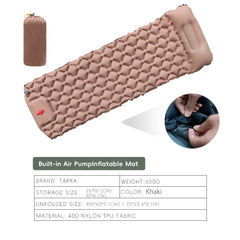 Inflatable Camping Sleeping Pad with Pillow for Hiking