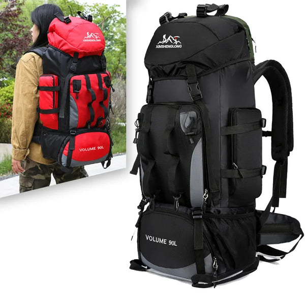 90L Waterproof Mountaineering Hiking Camping Travel Backpack Bag
